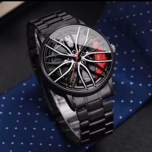 Reloj deportivo de moda para hombres rueda de coche 3d